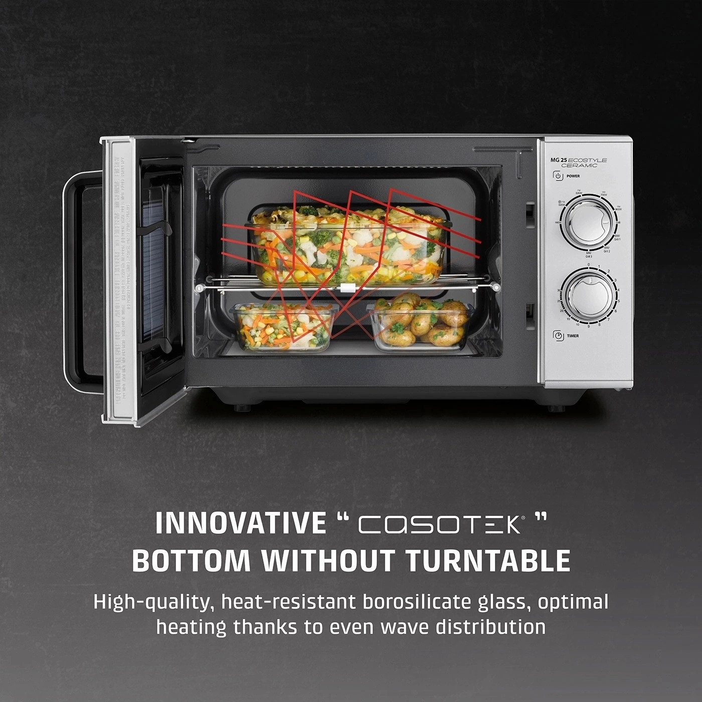 Cuptor cu microunde Caso Germany, spatios, cu baza din ceramica pentru incalzire uniforma