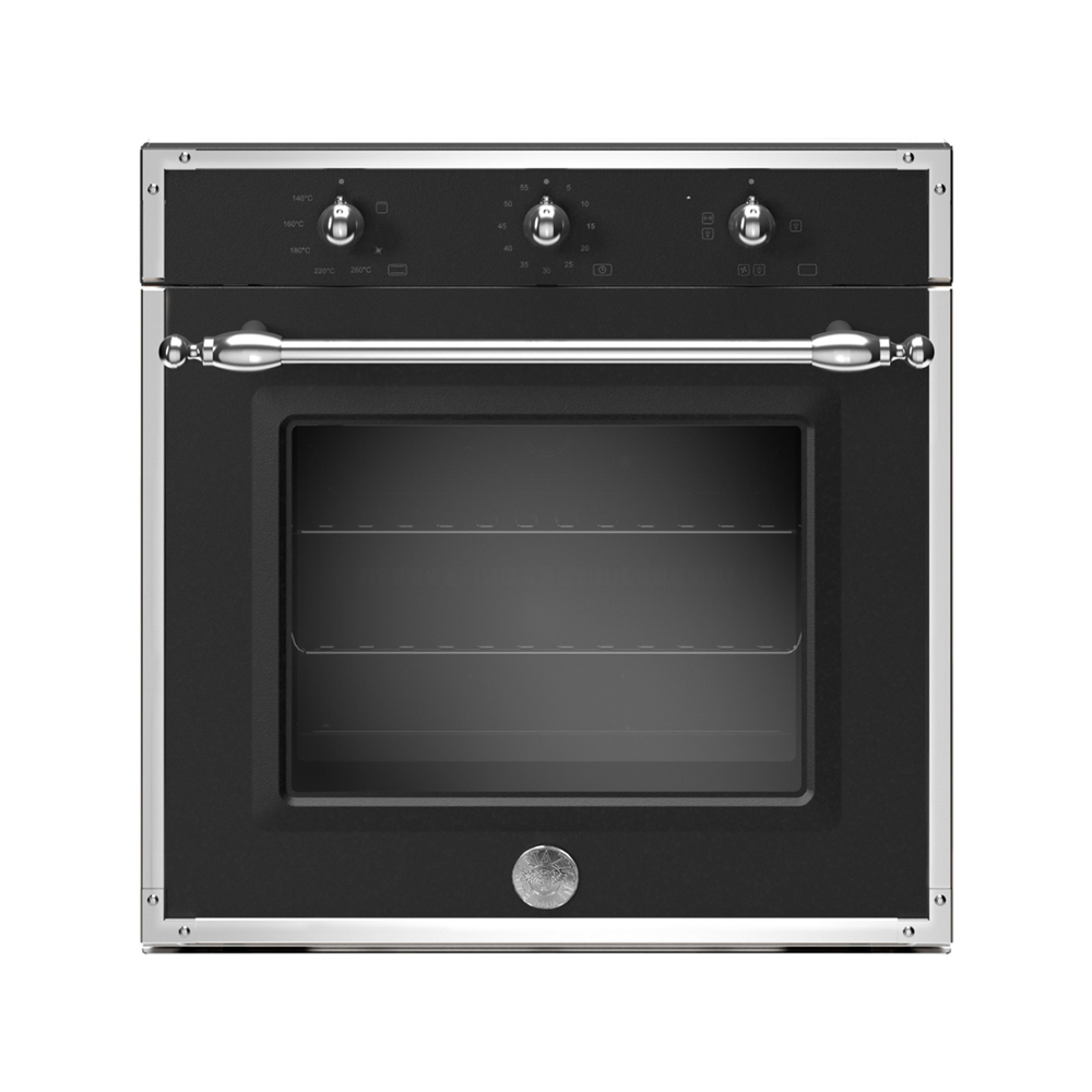 cuptor pe gaz incorporabil, bertazzoni, colectie heritage, cu 4 programe automate si panou de control mecanic, negru mat