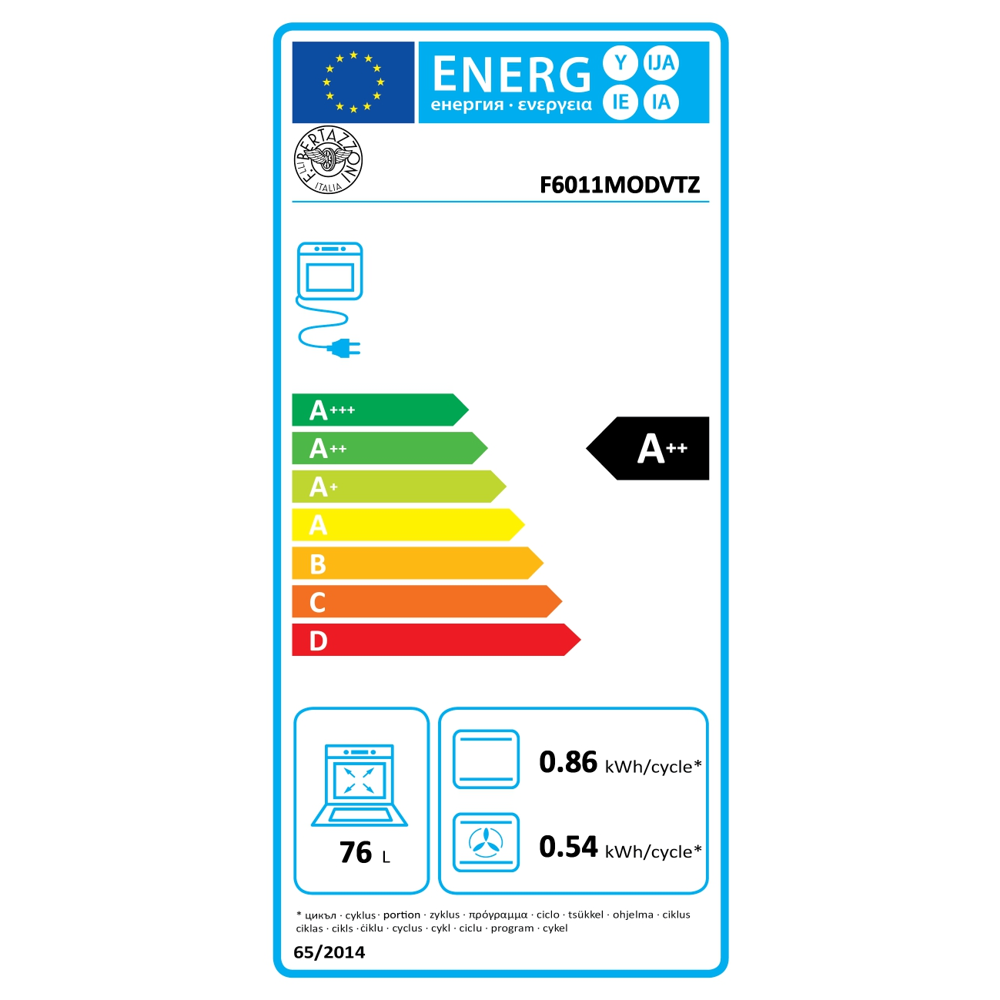eticheta energetica cuptor electric incorporabil cu convectie si aburi, bertazzoni, total steam tft, colectie modern, cu finisaj mat