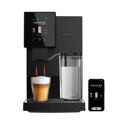 espressor automat cu rasnita cecotec, cremmaet compactccino, 19 bari, WiFi integrat, pana la 30 tipuri de cafea, rezervor boabe cafea 150 g, rezervor lapte 400 ml, display LCD, sistem thermoblock, sistem autocuratare, incalzire rapida, negru