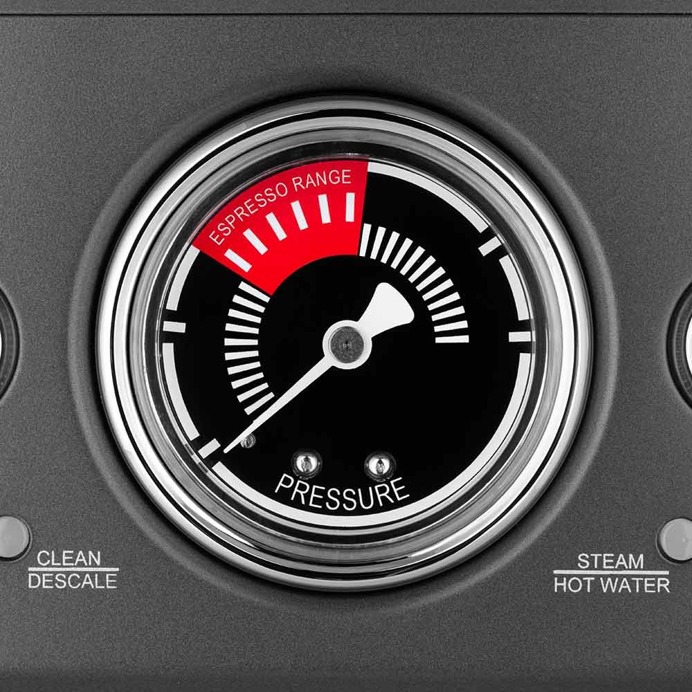 espressor semiautomat cu rasnita Gastroback, Advanced Urban Duo, ideal pentru toate specialitatile de cafea, 15 bar, 30 trepte de macinare, sistem de incalzire thermo-block, functie spuma lapte, accesorii incluse, negru mat, zona afisaj presiune cafea