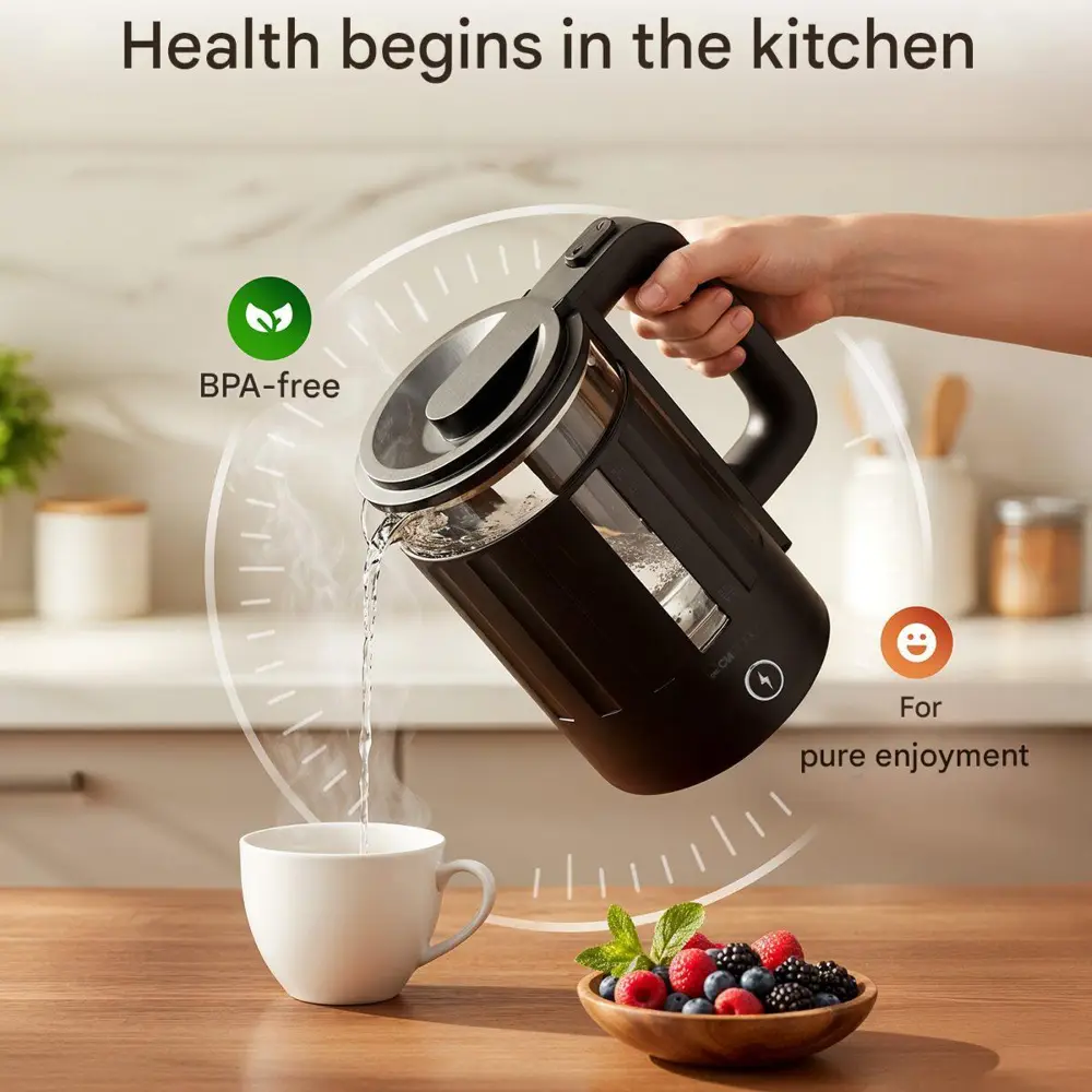 Fierbator de apa Clatronic, Glass Kettle, 1.7 litri, sticla termorezistenta, baza statie rotativa