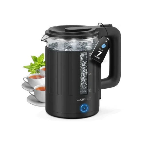 Fierbator de apa Clatronic, Glass Kettle, 1.7 litri, sticla termorezistenta, baza statie rotativa