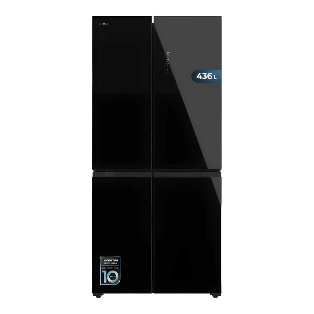 frigider side by side cu 4 usi, cecotec, cu capacitate de 436 litri, negru