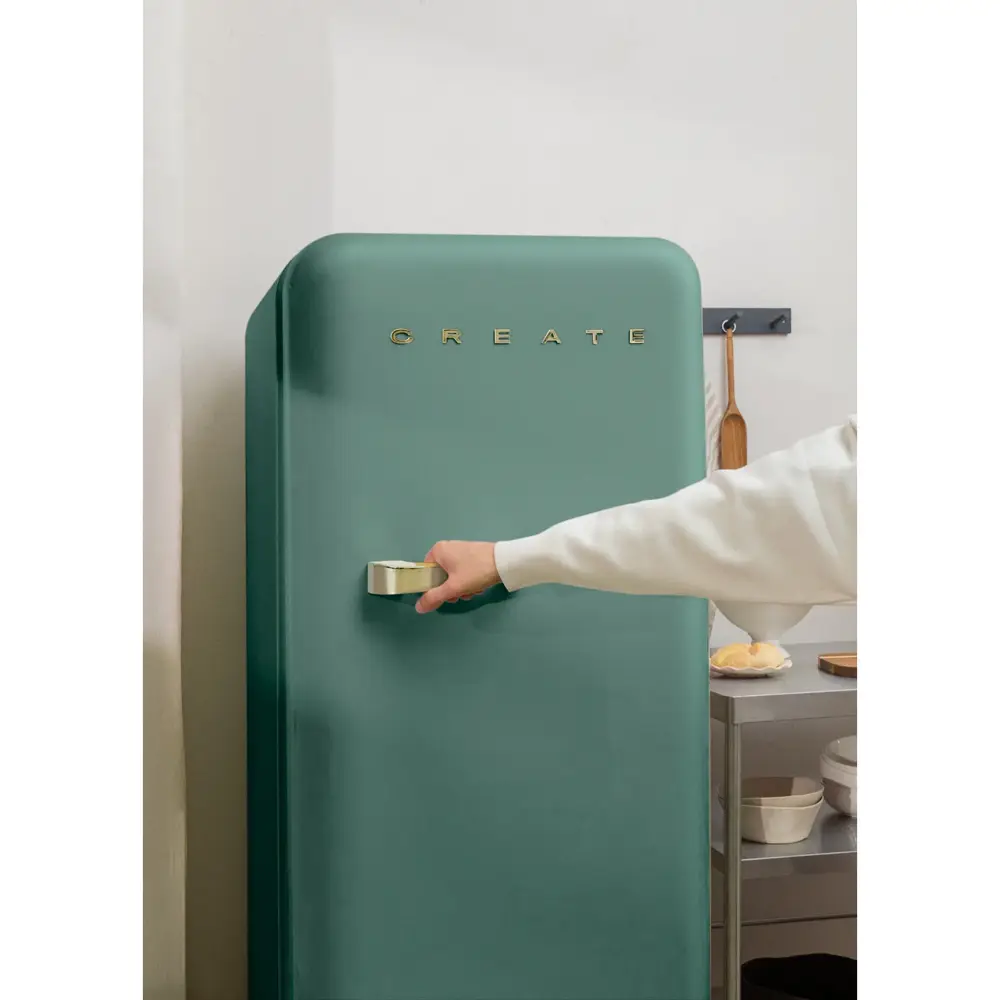 frigider create 281 litri, sage cu maner auriu