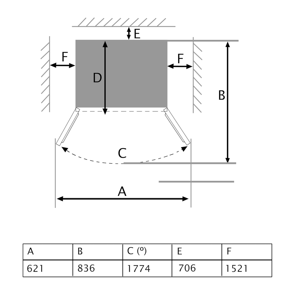 dimensiuni incastrare frigider side by side french door, cu capacitate de 510 litri, cu motor inverter si sistem total no frost, inox
