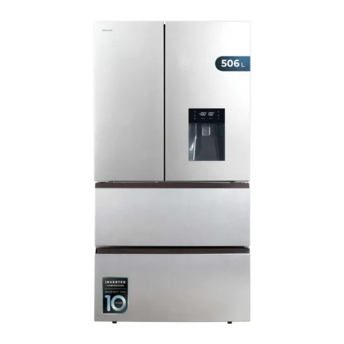 frigider side by side french door, cecotec, no frost, cu capacitate de 506 litri si dispenser apa, inox