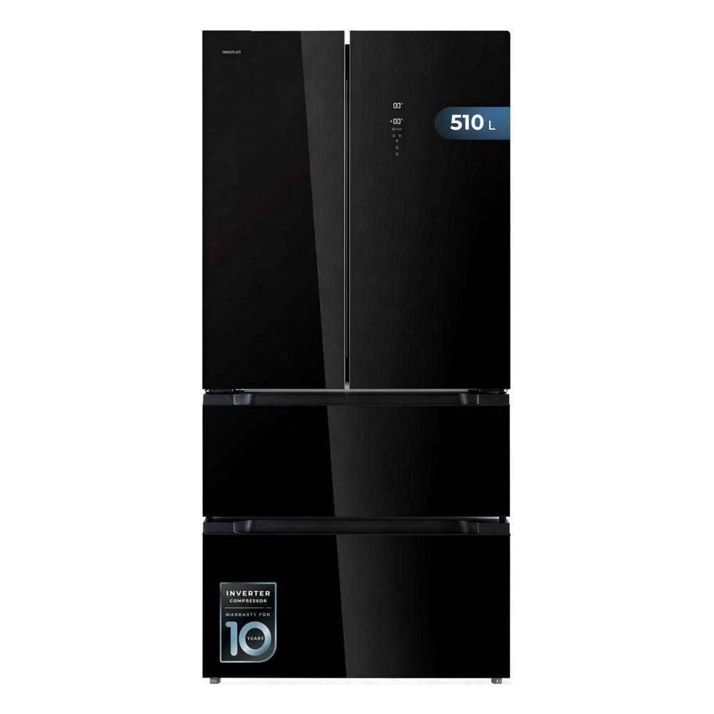 frigider american side by side frech door incorporabil, cecotec, bolero coolmarket, total no frost, 510 litri, negru