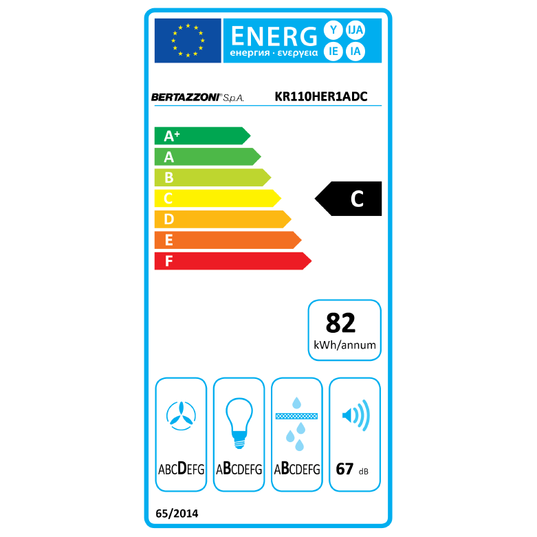 Hota de perete Bertazzoni, latime de 110 cm, colectie Heritage, eticheta energetica