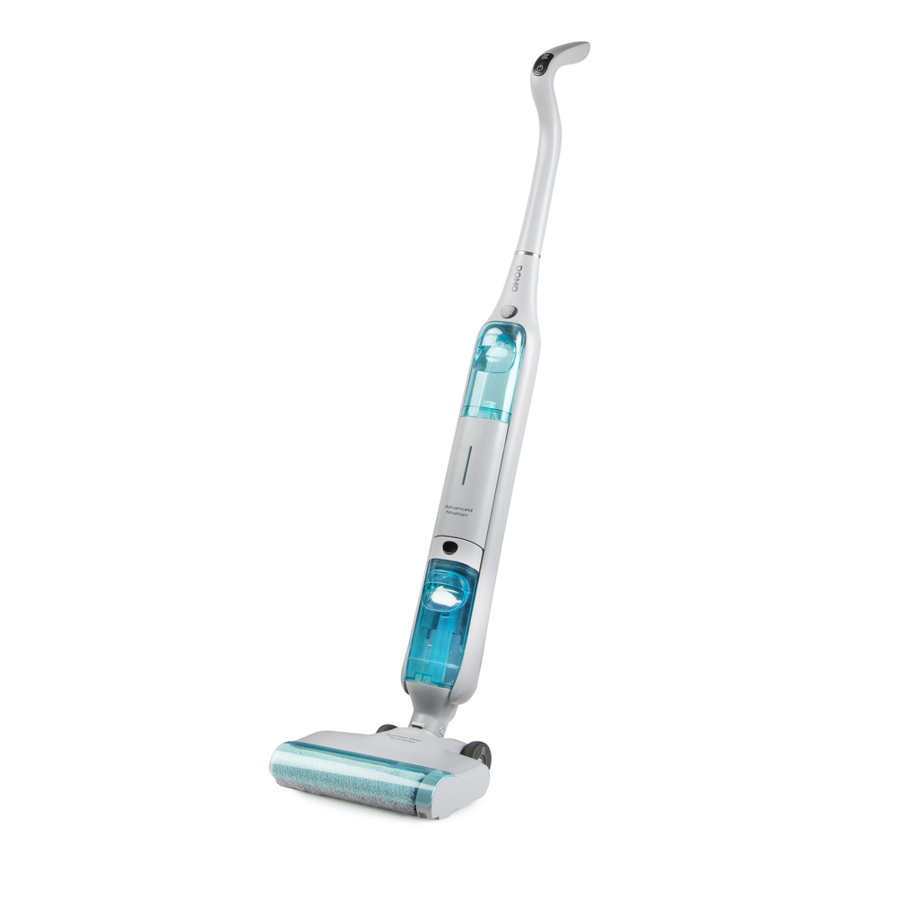 mop electric fara fir, domo, lightweight, cu rezervor dual 450 ml, alb/albastru