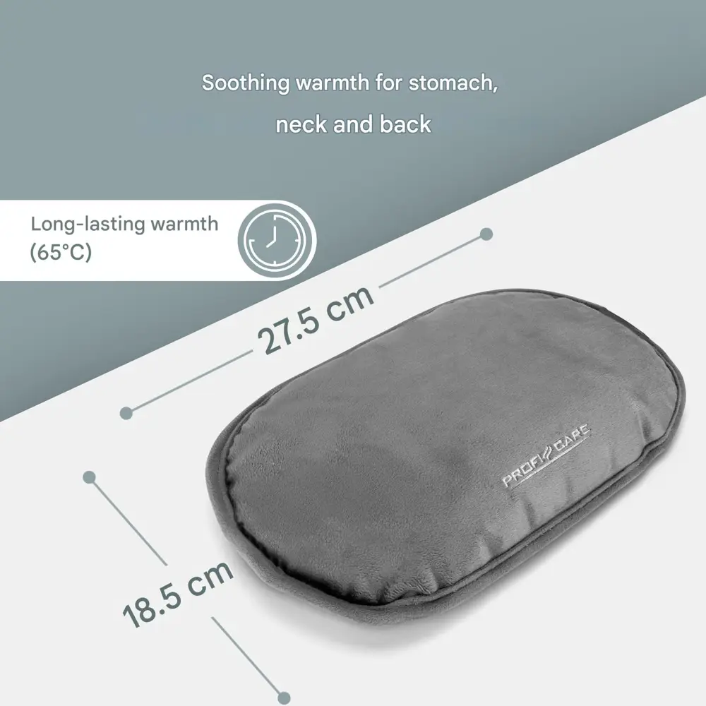 dimensiuni perna electrica cu apa calda, proficook, ideala pentru abdomen, spate, gat, incalzire rapida, gri