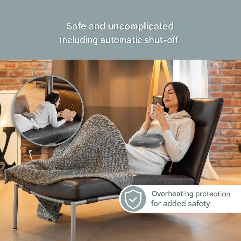 perna electrica cu apa calda, proficook, ideala pentru abdomen, spate, gat, incalzire rapida, gri