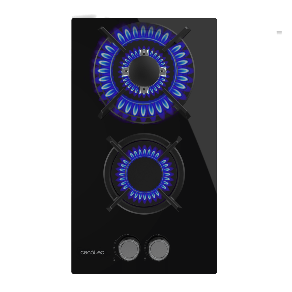 plita incorporabila pe gaz, cecotec, cu 2 arzatoare si putere de 5.25 kw, negru