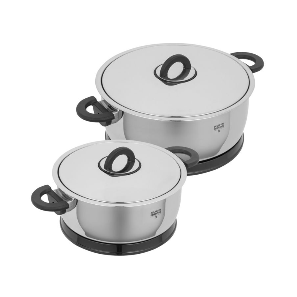 set 2 oale de gatit, kuhn rikon, colectie durotherm pro, capacitate de 2/3 litri, inox