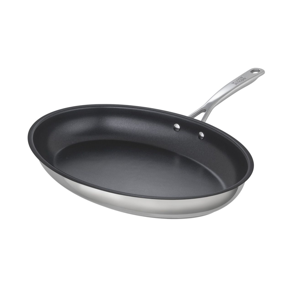 Tigaie pentru peste Kuhn Rikon, Allround, 36x25 cm, ideala pentru gatit peste intreg si fileuri, otel inoxidabil, 3 straturi antiaderente, distribuire uniforma a caldurii, compatibila cu toate sursele de caldura, inox