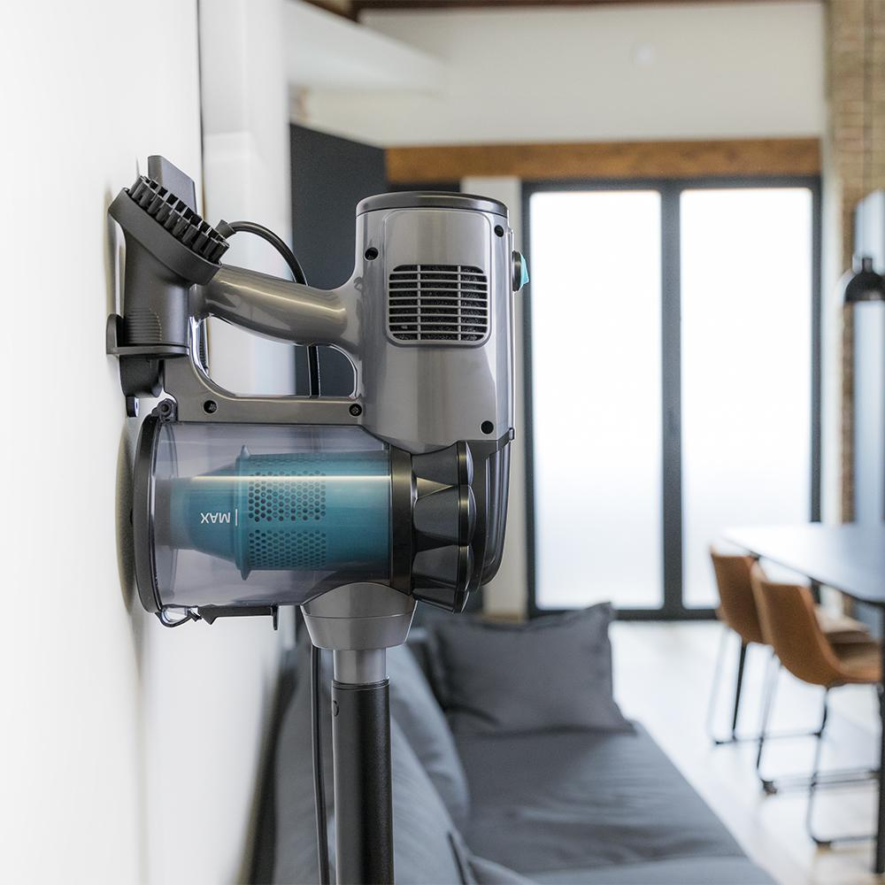 aspirator vertical si de mana 2in1 fara sac, cecotec, conga thunderbrush, cu suport pentru accesorii, perie de textile si duza plata, gri