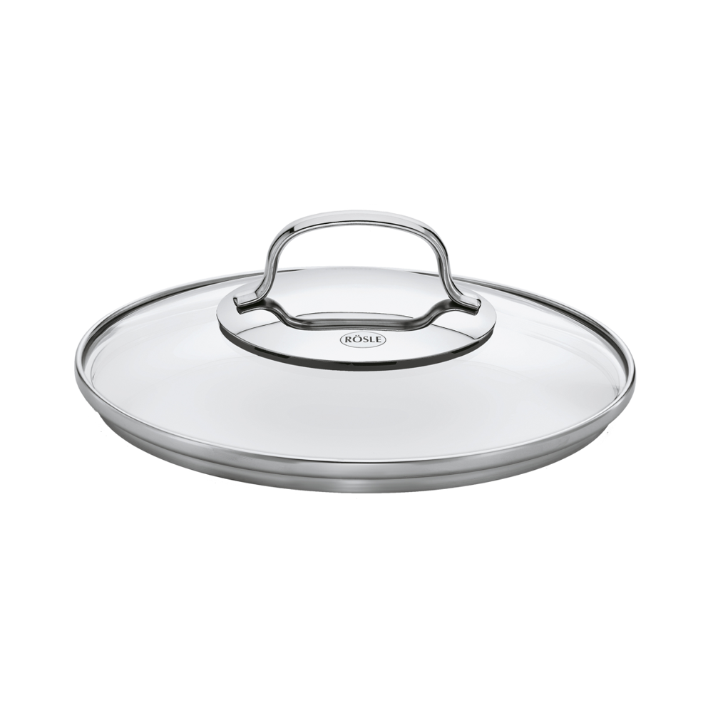 Capac din sticla Rosle, compatibil cu tigai si oale de Ø 36 cm, protectie in timpul gatitului, curatare usoara, lavabil la masina de spalat vase, maner otel inoxidabil, transparent