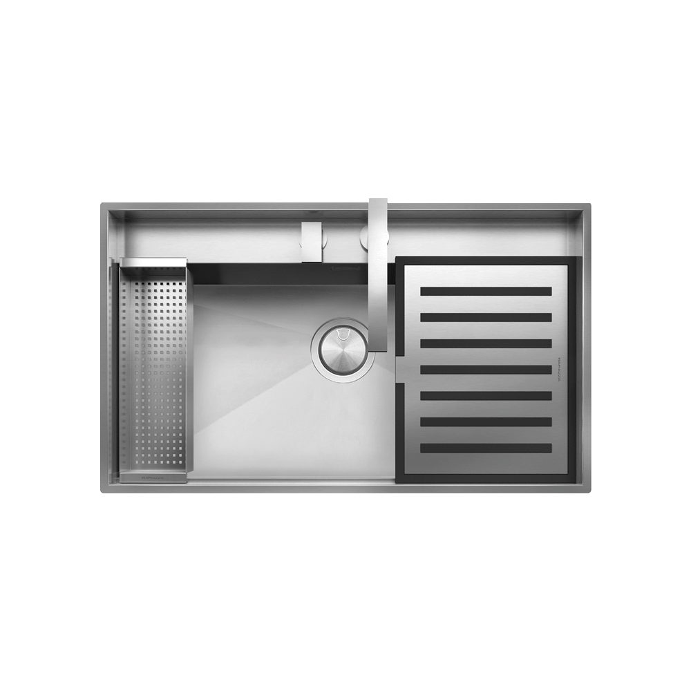 Chiuveta de bucatarie, baterie si accesorii incluse, Barazza, colectia Lab, 86 x 51 cm, inox, montare sub blat, design elegant