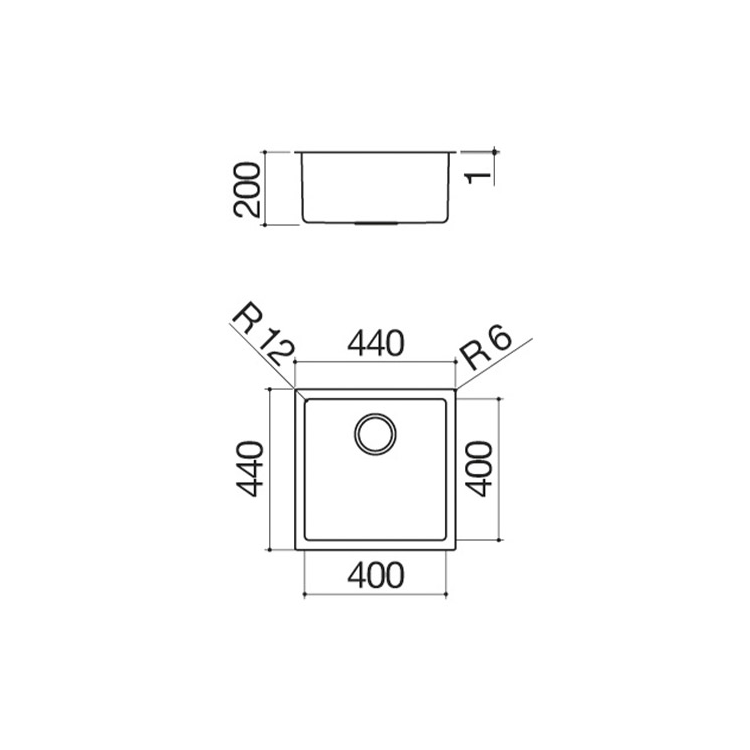 Chiuveta de bucatarie, Barazza, colectie Outdoor, 40 x 40 cm, inox