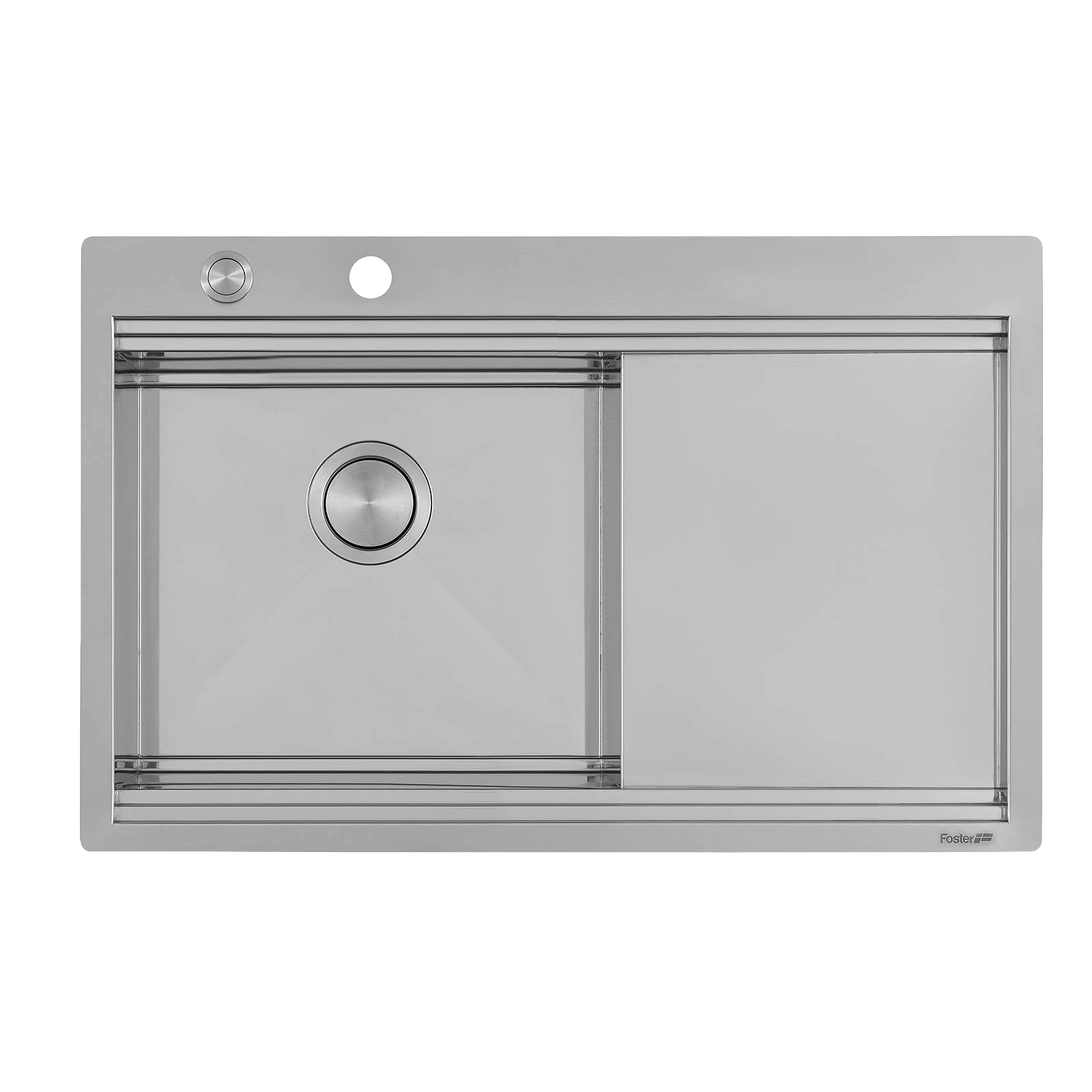 Chiuveta de bucatarie premium, Foster, Milanello L, 81 x 52 cm, inox, preaplin perimetral