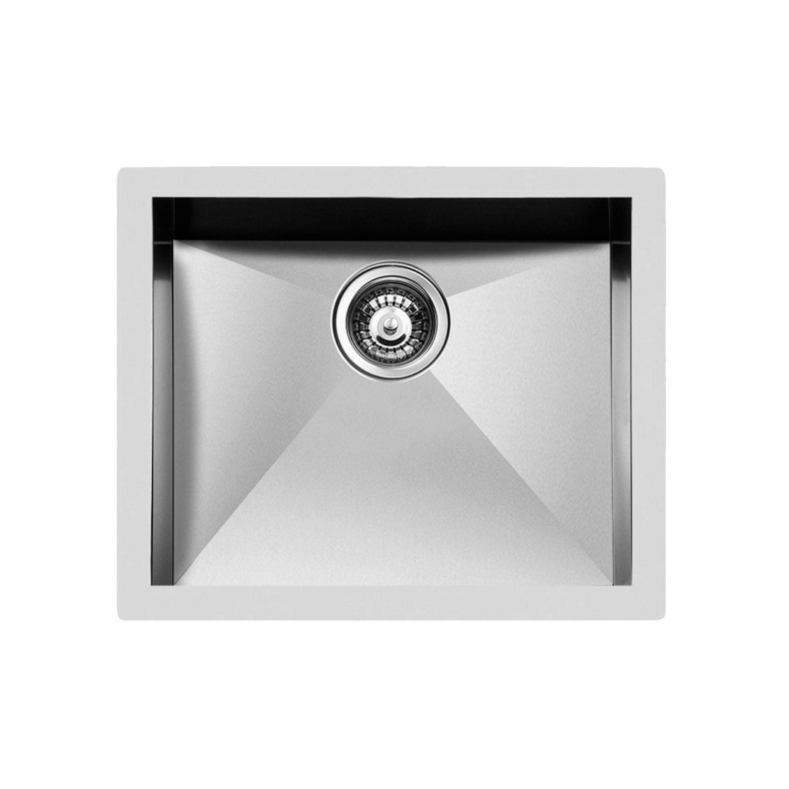 Chiuveta de bucatarie premium Foster, Quadra, 55 x 45 cm, inox, preaplin perimetral, forma de baza in diamant, sifon inclus