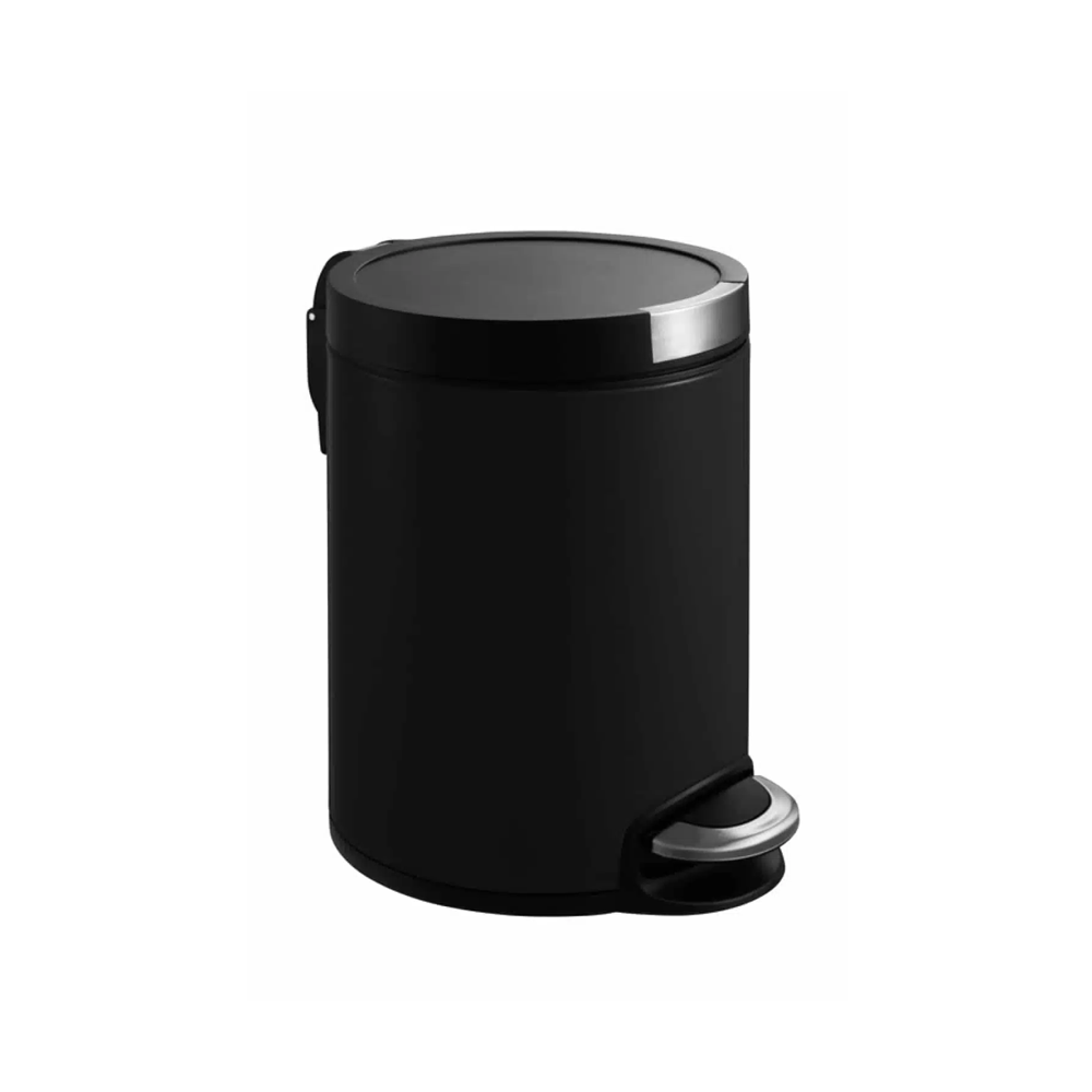 Cos de gunoi cu pedala EKO, capacitate 5 litri, 1 compartiment detasabil, ergonomic, corp din otel inoxidabil anti-amprenta, suport fixare sac, negru mat