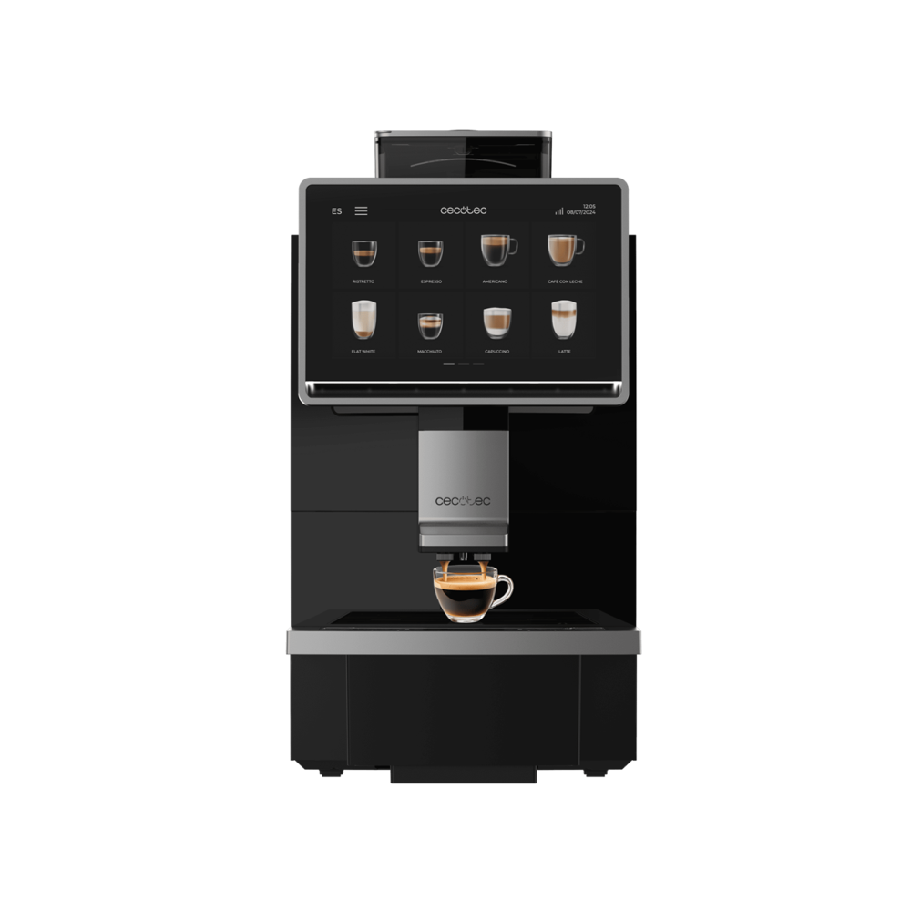 Espressor automat cu rasnita Cecotec, Cremmaet Coffice, ideal birou, 26 tipuri de cafea, 15 bari, rezervor apa 2 l, functii personalizare, rezervor boabe cafea 1 kg, functie spumare lapte, panou control cu ecran tactil, sistem Thermoblock, sistem autocuratare, negru