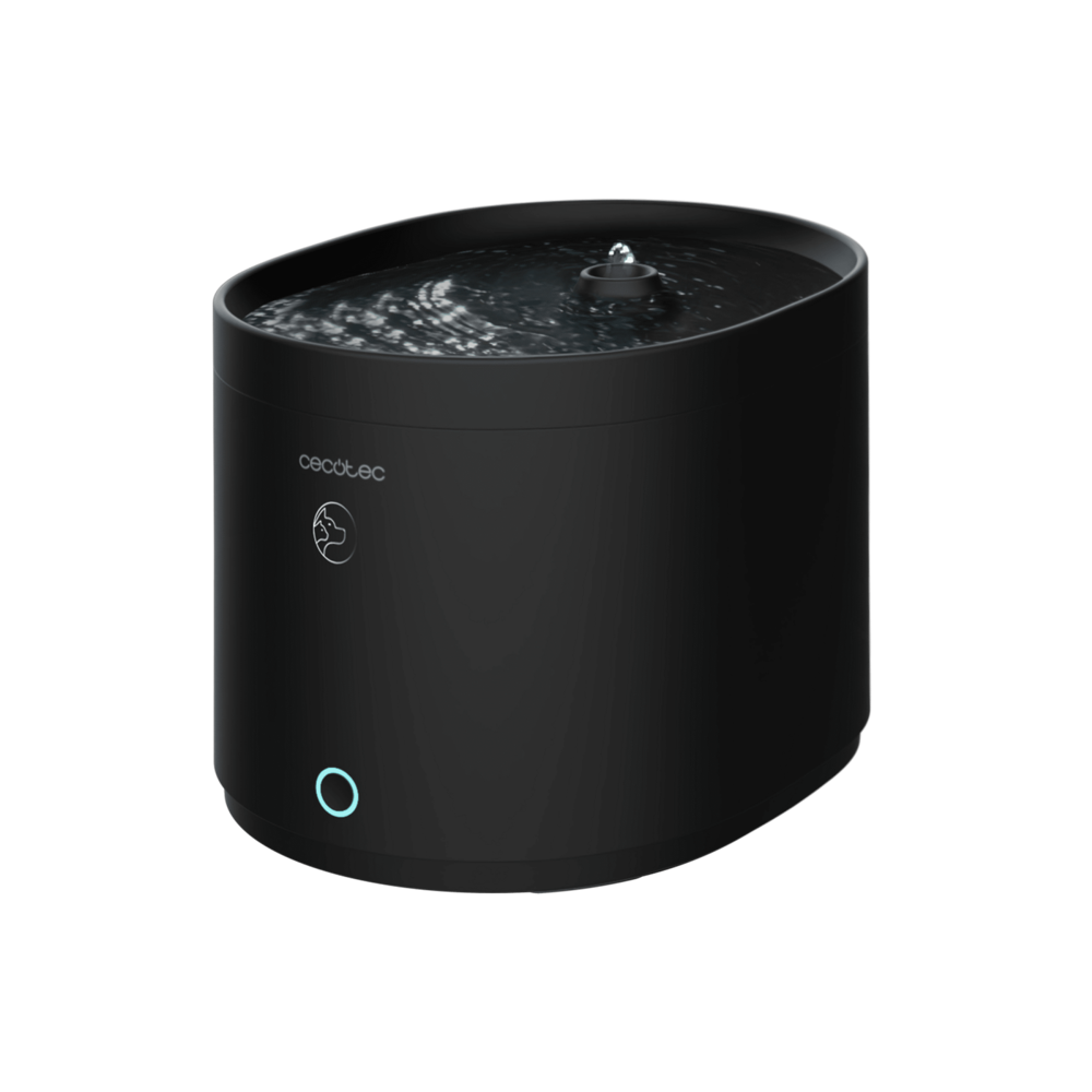 Fantana de apa smart pentru pisici Cecotec, Pumba 2500, capacitate 2.5 l, sistem recirculare a apei, stimuleaza consumul regulat de apa, control aplicatie, alerta schimbare apa, operare silentioasa, filtru impuritati, usor de curatat, negru