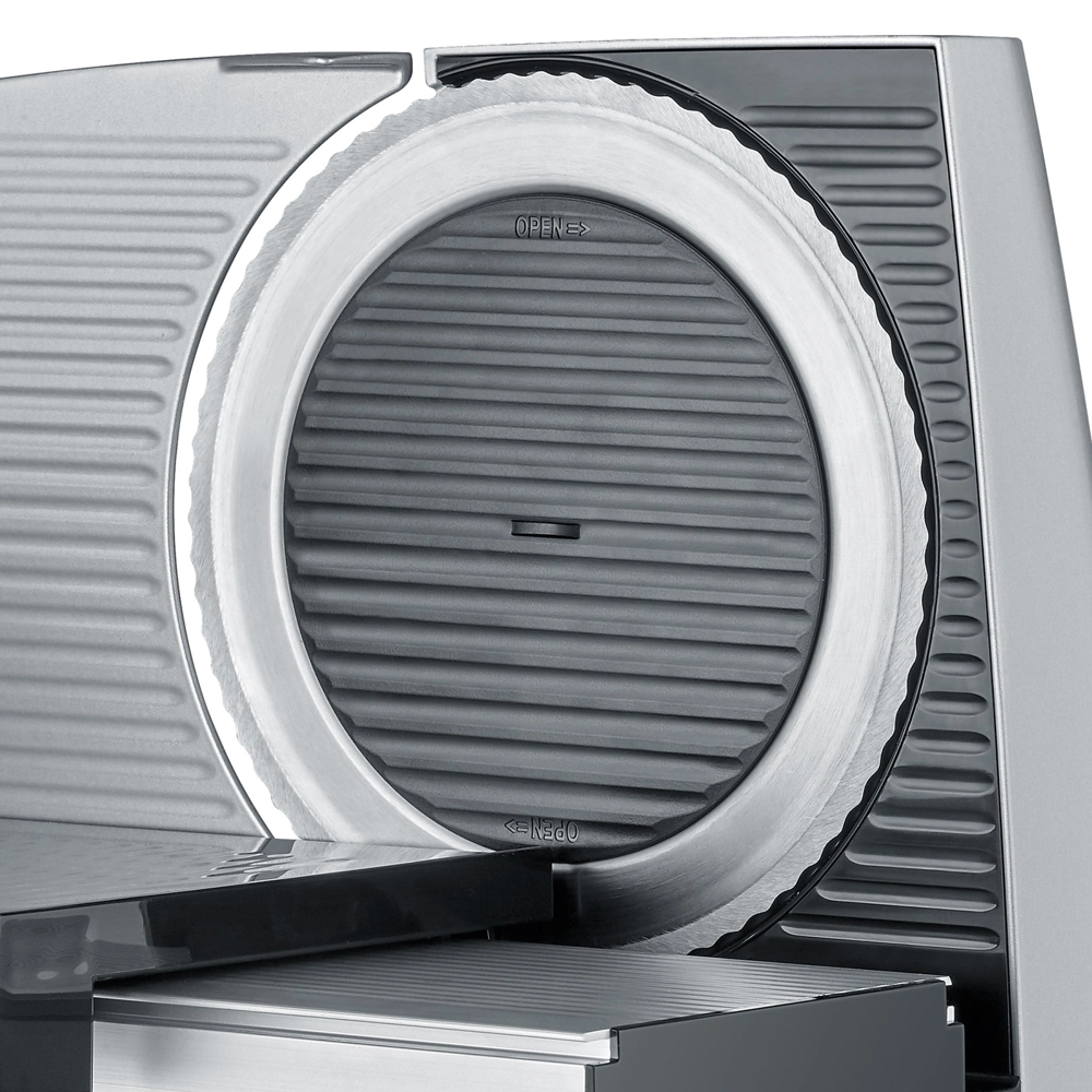 feliator electric pentru alimente, graef, essence, cu structura robusta din metal si baza din sticla, cu disc anti-frictiune integrat, argintiu