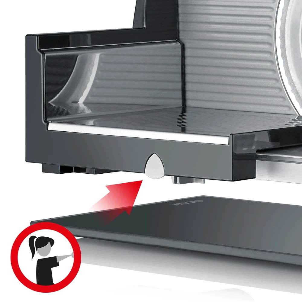 feliator electric pentru alimente, graef, essence, cu structura robusta din metal si baza din sticla, cu sistem de siguranta child lock, argintiu