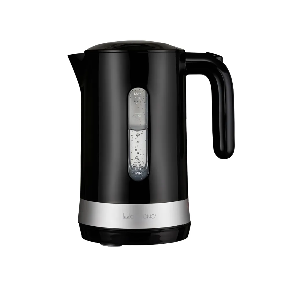 fierbator de apa clatronic, cu capacitate de 1.8 litri, cu baza rotativa 360 si filtru detasabil anti-calcar, ideal pentru ceai, cafea, mancare de bebelusi si preparate instant