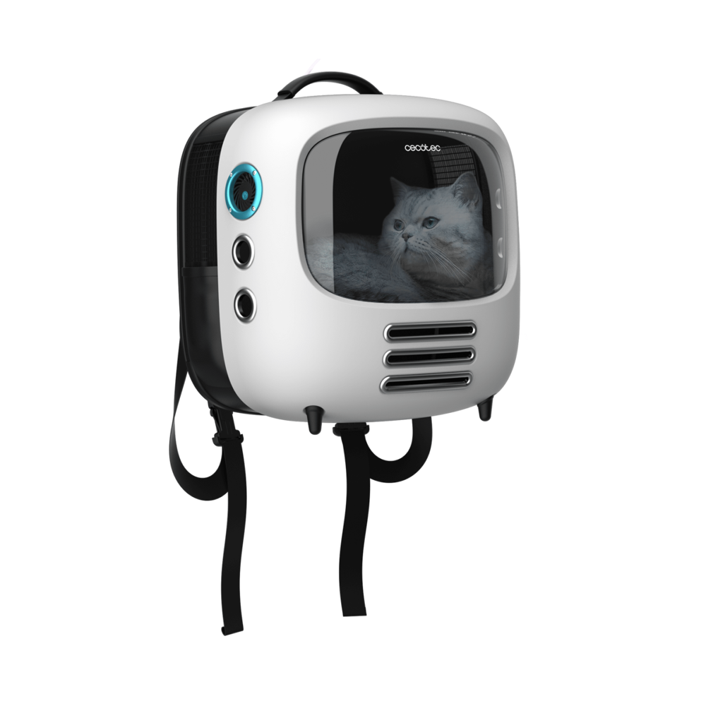 Geanta pentru transport pisici Cecotec, Pumba 1800, sistem ventilare in 2 trepte, fereastra vizibilitate, design ergonomic, pentru pisici de pana la 8 kg, lumina interioara, confortabil si spatios, alb