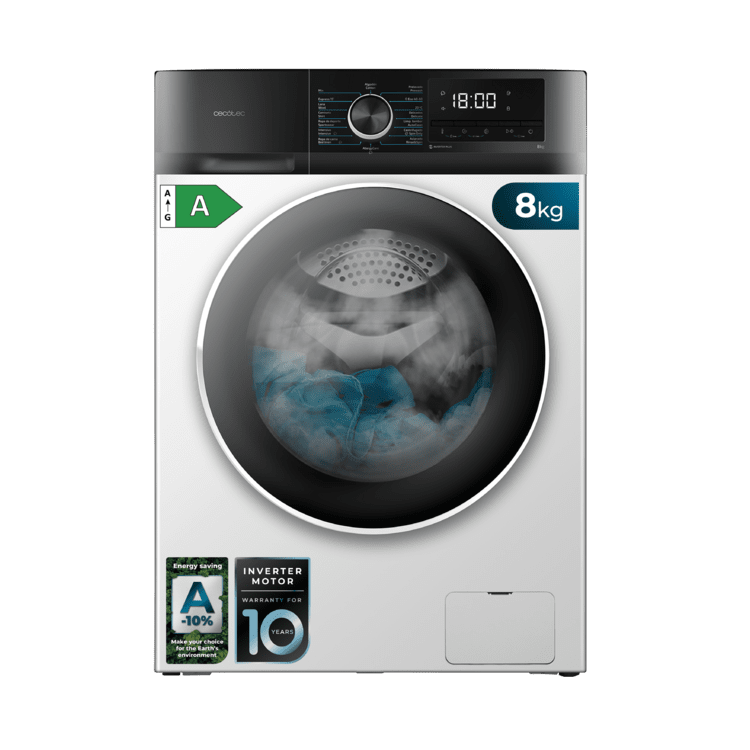 Masina de spalat rufe, Cecotec, Bolero DressCode 8500 Inverter A, 8 kg, 1400 RPM, alb