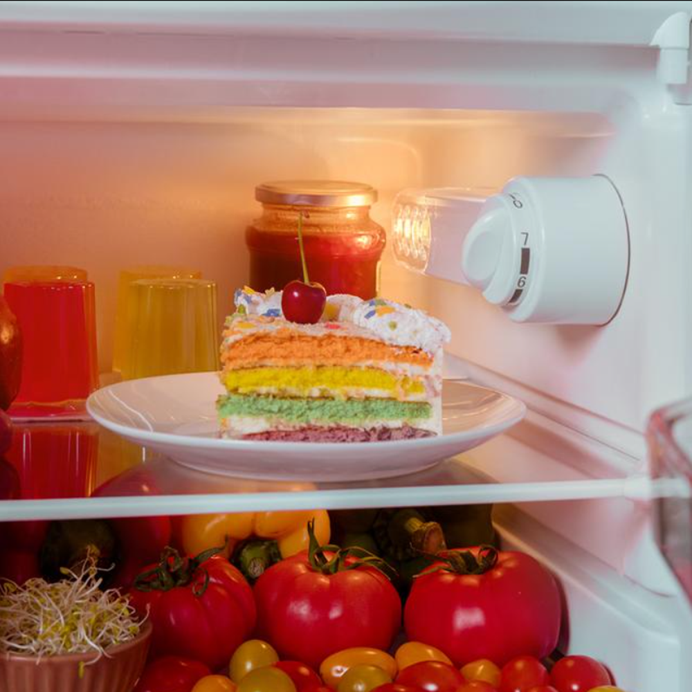 mini frigider retro, cecotec, bolero coolmarket mini, cu capacitate de 110 litri si termostat reglabil manual, negru