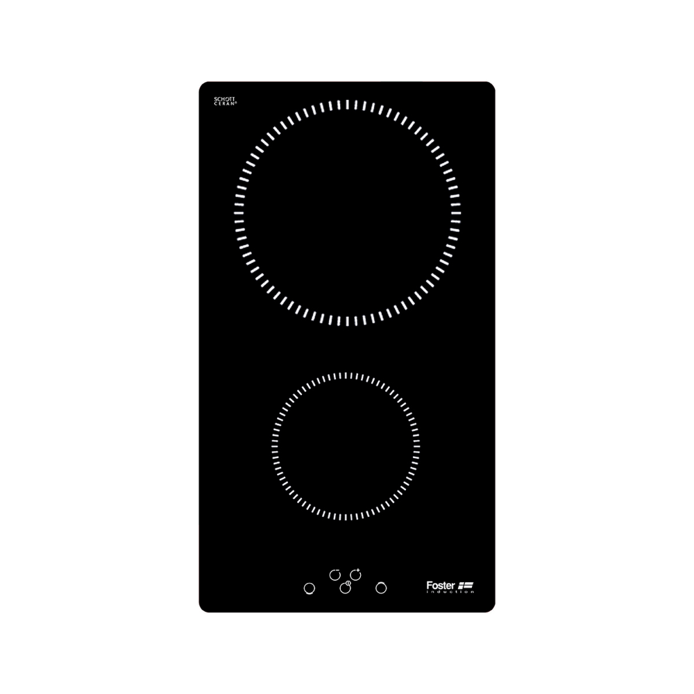 plita incorporabila cu inductie, foster, s1000, cu latime 29 cm si 2 zone de gatire, din sticla ceramica, negru