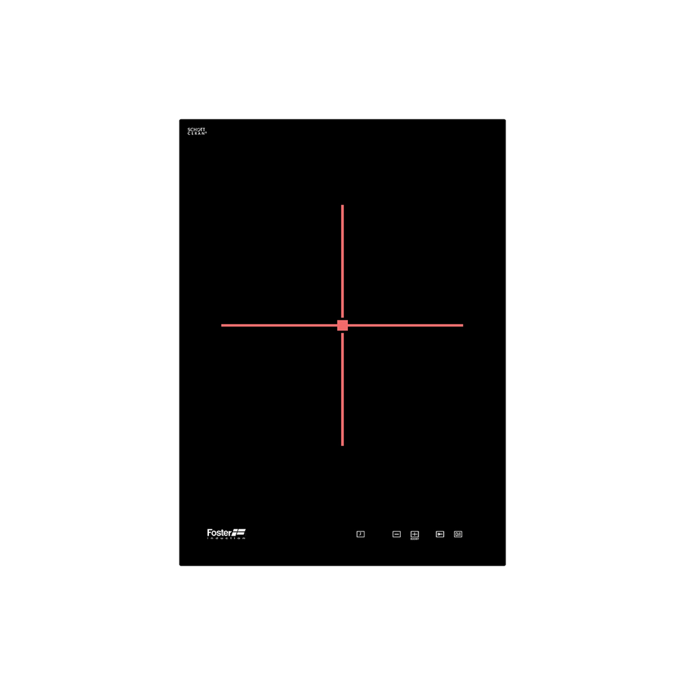 plita incorporabila cu inductie, foster, s4000 domino, cu latime 38 cm si o zona de gatire, din sticla ceramica, negru