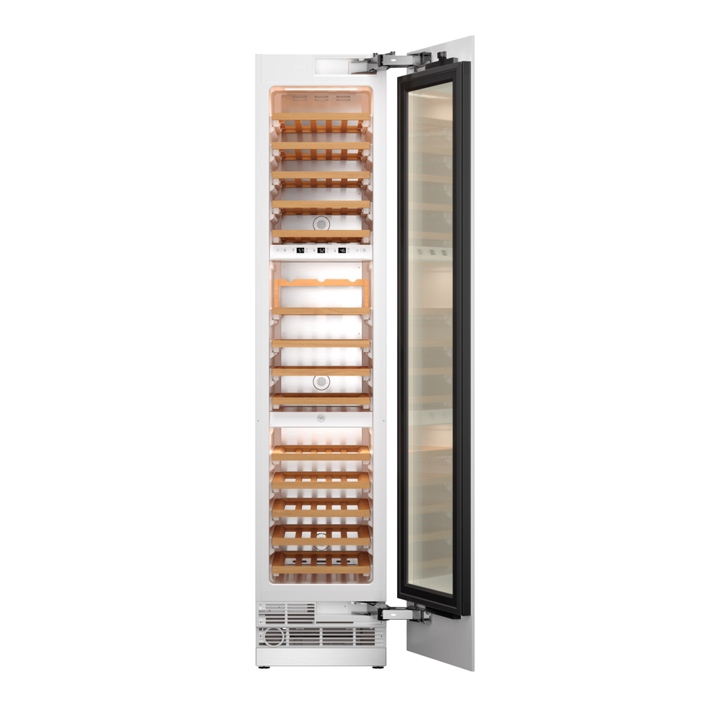 racitor de vin incorporabil, bertazzoni, colectie modern, capacitate 68 sticle, cu 14 sertare din lemn, inox