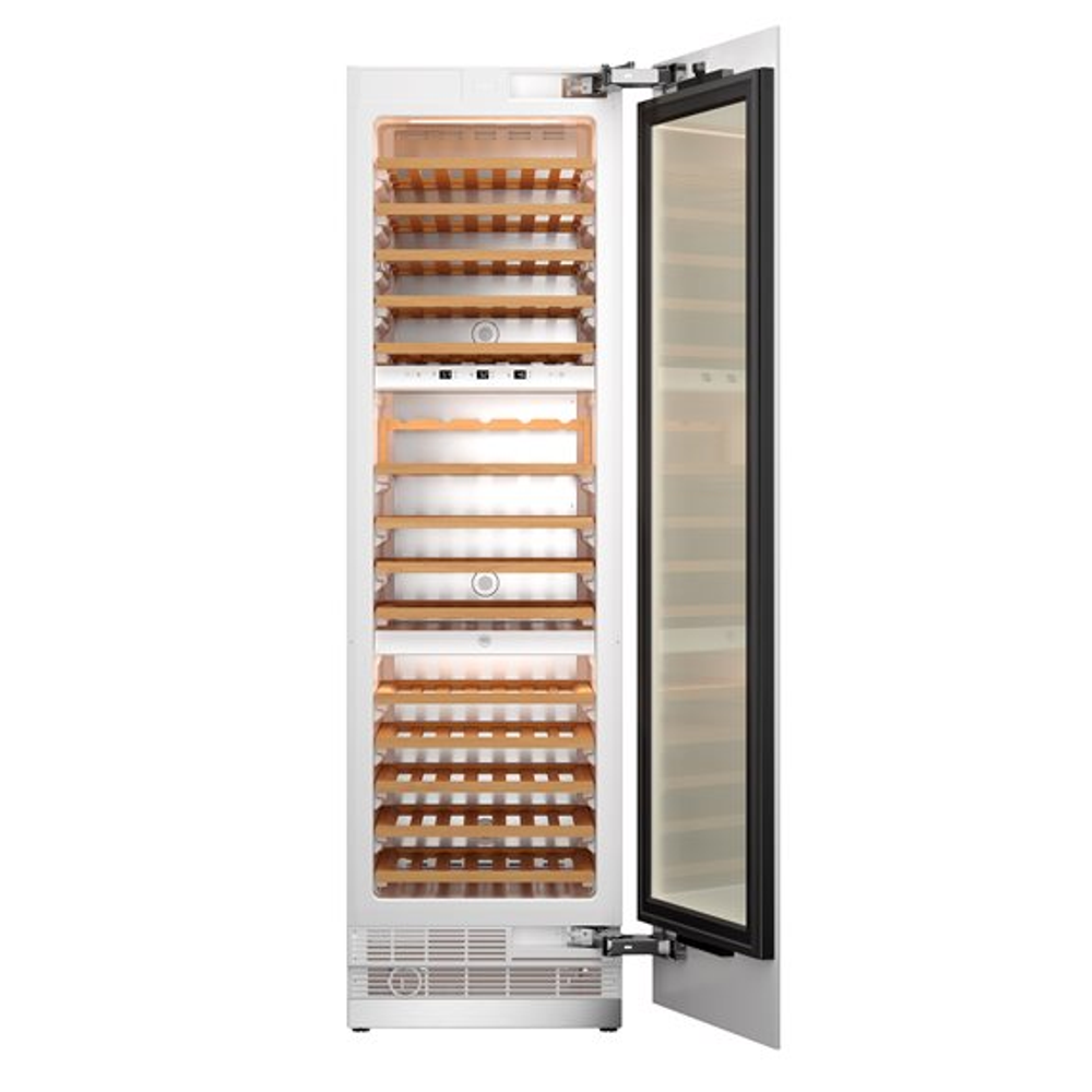 racitor de vin incorporabil, bertazzoni, colectie professional, capacitate 100 sticle, cu 14 sertare din lemn, inox