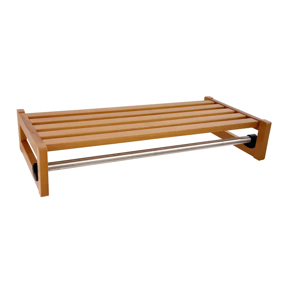 cuier de perete premium, arredamenti italia, lily, latime 77 cm, cu bara rigida din otel inoxidabil si raft superior, lemn cires