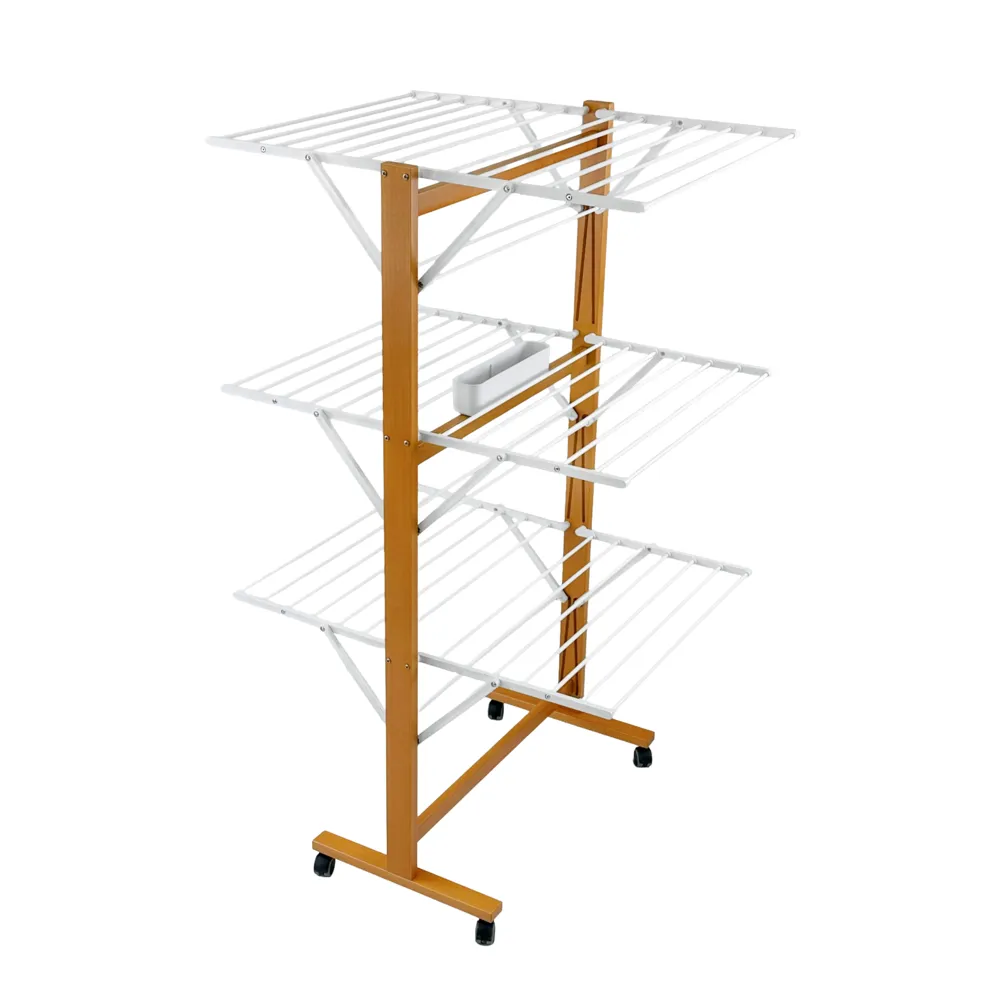 uscator de rufe mobil premium, arredamenti italia, kondor, cu capacitate de uscare 25 metri, structura din lemn masiv de fag si roti mobile, lemn cires